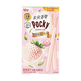 大陆版GLICO格力高 POCKY云朵百奇 淡雪草莓牛乳味涂层饼干棒 40g【添加全麦粉 含膳食纤维】