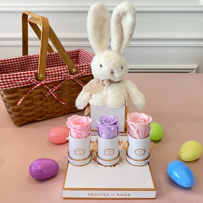 【美国直邮】芭蕾 三个单只永生玫瑰套装+兔子玩偶