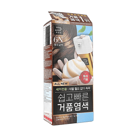 쉬운 빠른 폼 헤어 컬러 #6N 라이트 브라운 집에서 빠르고 간편하게 염색하세요