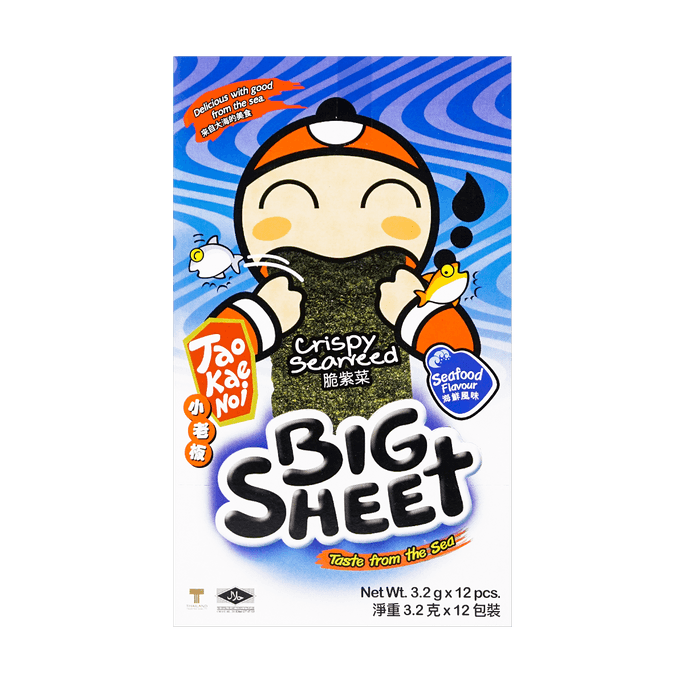 泰国小老板 超大片脆海苔 海鲜味 12包入 38g