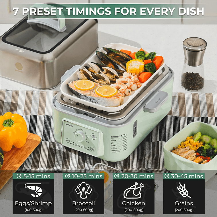 BUYDEEM北鼎 家用多功能电蒸锅 7档蒸煮时间 5L G5246 浅衫绿 【不含陶瓷蒸盘】 10