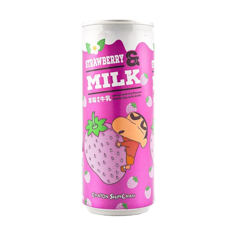 台湾上友×蜡笔小新联名 风味牛乳饮品 牛奶饮料 草莓炼乳味 240ml【动漫好物】【亚米独家】【台湾711限定】