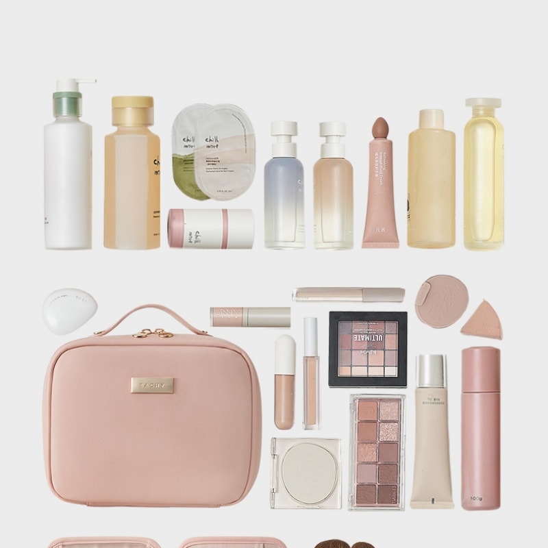 【中国直邮】 里序 化妆包2025新款便携旅行手提洗漱包大容量高级化妆品收纳包 XL 蛋壳色-一个装