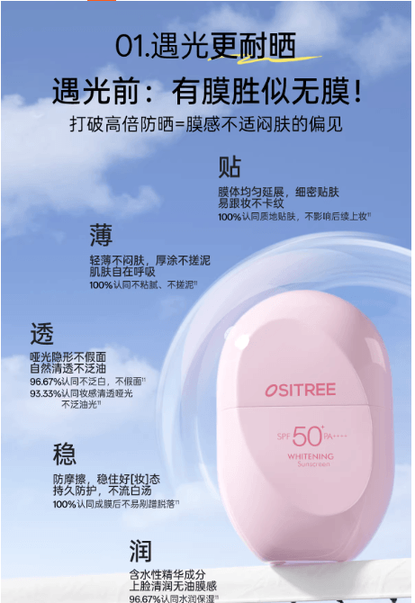 【中国直邮】 柳丝木 【蔡徐坤同款】防晒霜美白高倍户外稳白温和修护防晒乳SPF50 50g