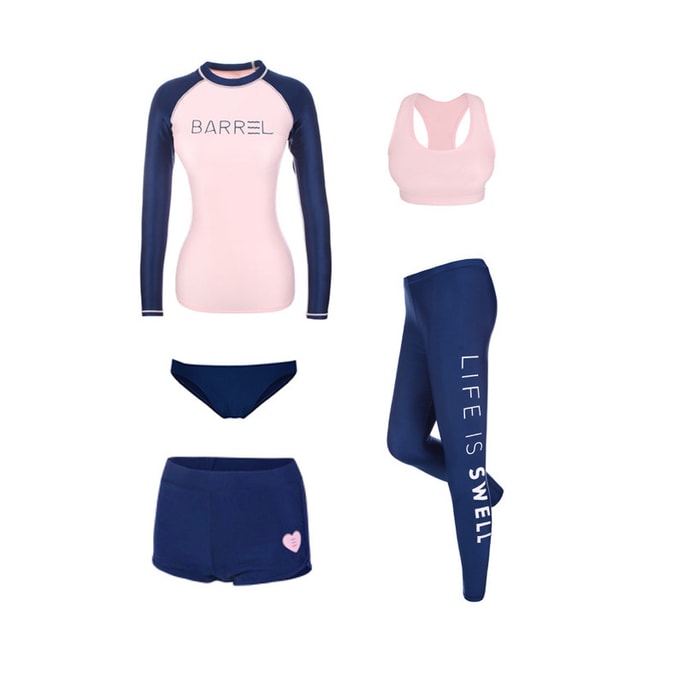 Split snorkeling swimsuit surfing suit XL code pink blue sleeve 5-piece set