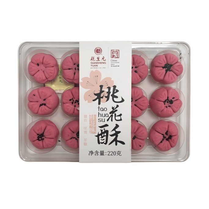 【中国直邮】 乾生元 桃花酥 淡淡花香 口感细腻 香甜可口 中式糕点早茶 苏州特产休闲零食伴手礼 220g 1盒