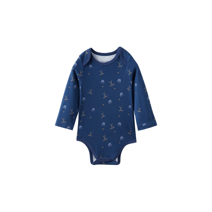 Baby Organic Long-sleeve Onesie-Hockey 12-18M