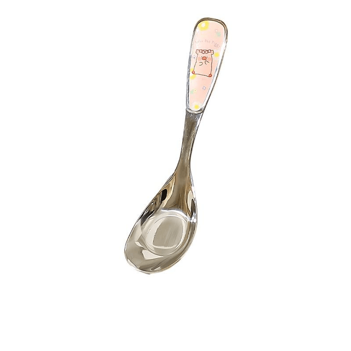 Stainless Steel Children's Spoons, High Appearance Level, Cute Pink Rice And Soup Spoons, 15.5*3.8cm*2 Pieces