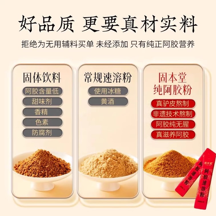 【中国直邮】 固本堂 阿胶速溶粉原粉阿胶粉东阿气血调理 3g*16袋 3