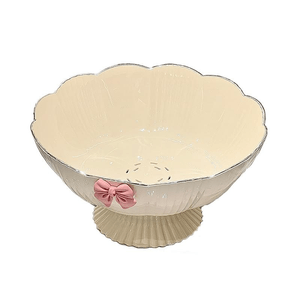 New Fruit Tray, Drain Basket, Living Room, Home Tea Table,fruit Basket Upgraded, Thickened Medium Cream Bow * 1