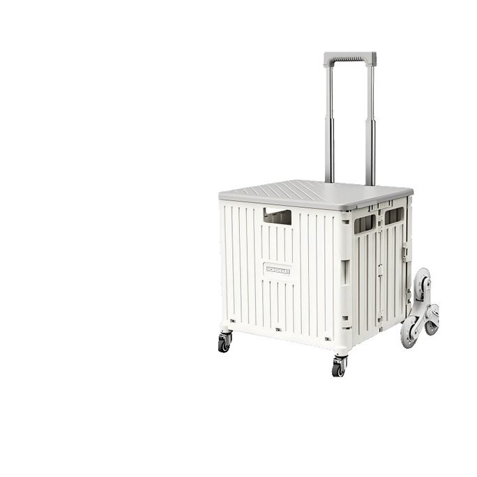 アシスタント ベージュ 65L 階段昇降折りたたみ式台車 超薄型 7cm 折りたたみ式買い物カート 蓋付き 家庭用収納・運搬ボックス
