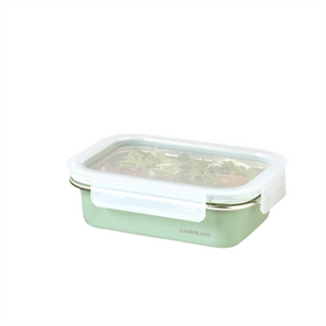 【中国直邮】 韩国 LOCK & LOCK 乐扣乐扣保鲜盒316L不锈钢食品水果便当盒饭盒冰箱收纳冷冻  600mL 绿色