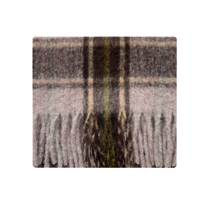 【中国直邮】 HSPM 羊毛混纺格子围巾女冬季加大披肩柔软氛围感粗须流苏格纹围脖 1个 粉色220x40cm