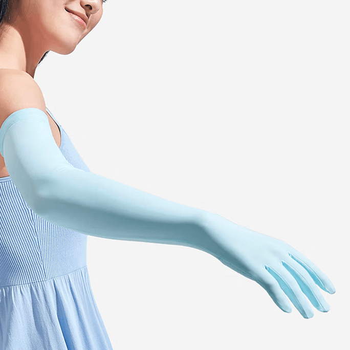 UPF 50+ Long Sleeves Sun Protection Gloves Full Finger For Driving Blue One Size