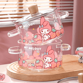 Co-branded with Sanrio, MARSICA Glass Double-handled Soup Bowl, 54.10 fl oz 
