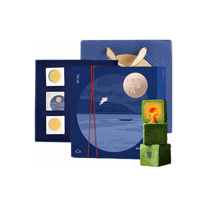 모듬 말차 큐브 라바 커스터드 월병 선물 상자 - 6가지 맛, 6개, 12.69온스