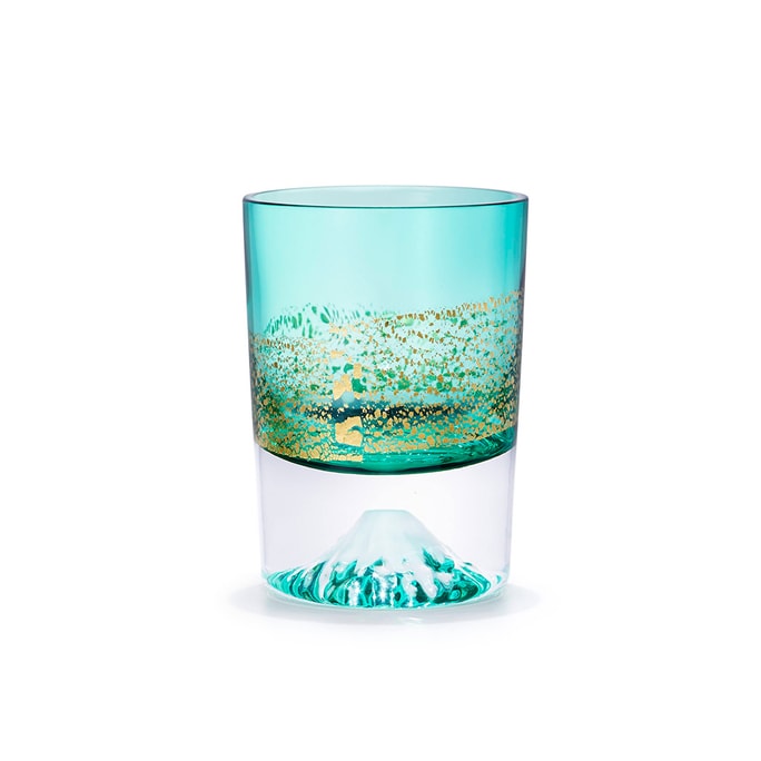 日本田島玻璃手工富士山金箔杯(绿色2.9 液量盎司)