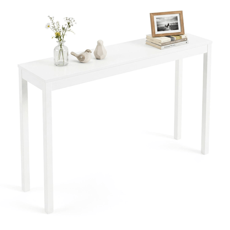 48 Inch Wooden Console Table Modern Farmhouse Sofa Table With Thickened Top-White 7