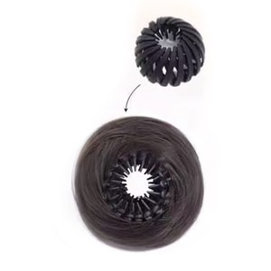 【中国直邮】 HSPM 新款仿真头顶蓬松花苞头盘发假发神器收缩发包 鸟巢发包 自然黑 1个