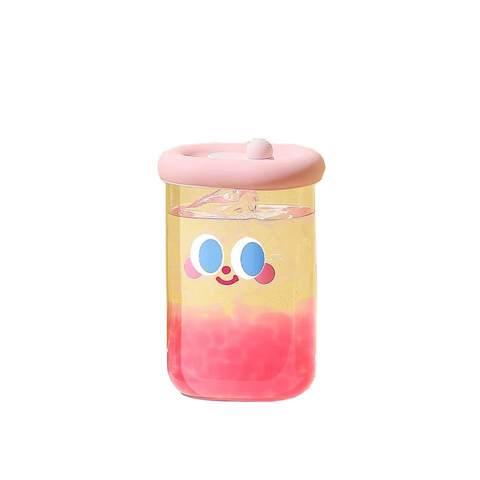 Dole Glass Mug Cute Straw Cup Smile Pink 550ml