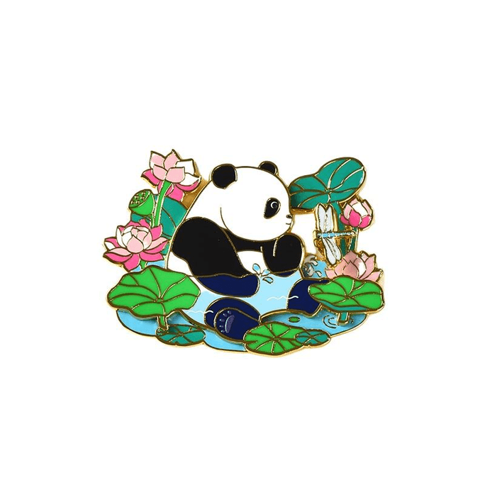 【中国直邮】 快乐熊猫 成都大熊猫基地官方 四季金属冰箱贴文创 夏梦 64*50mm