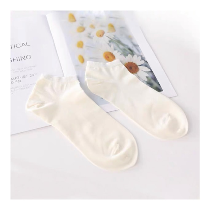 Mulberry Silk Socks Moisture Absorption Breathable Female Solid Color Socks JXQ237#Rice White One Size