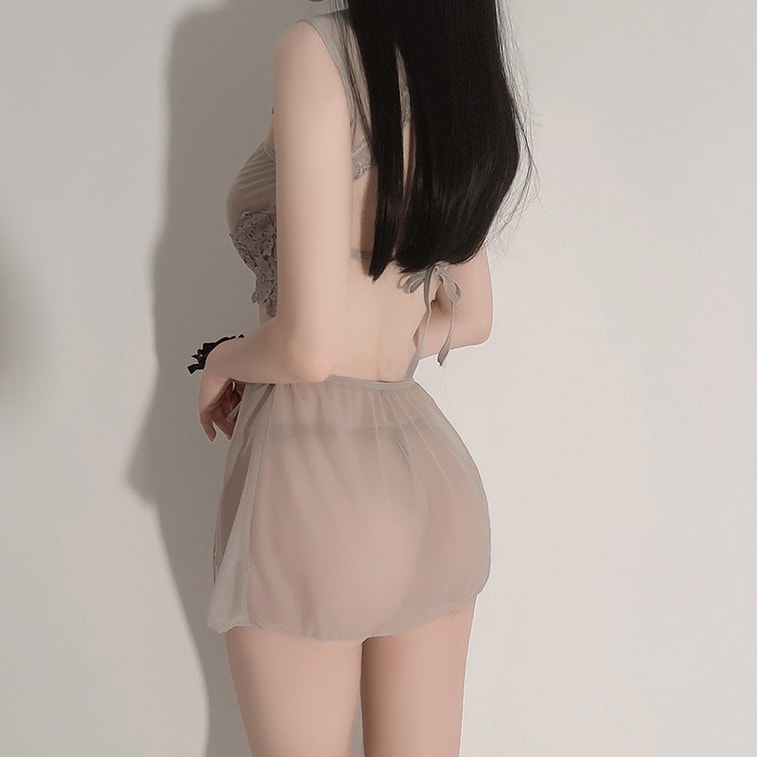 Product Detail - Sexy mesh see-through cheongsam grey one size set - image4