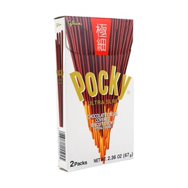 Ultra Slim Chocolate Pocky Cookie Sticks - 2 Packs, Packaging May Vary 67g