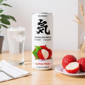 【Value Pack】Genki FOREST Lychee Fizzy Sparkling Water, 0 White Sugar and 0 Calorie Bubbly Water, 11.15 fl oz*6 Cans