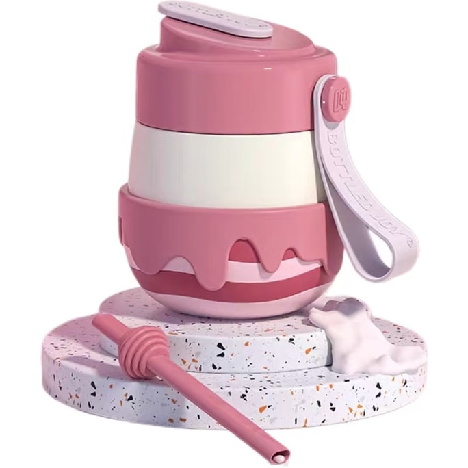 Ceramic Insulated Coffee Cup Straw -Pink-1 -420ML