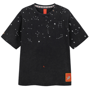 Chinese Style Luminous Stray Embroidered Short Sleeve T-shirt For Men WomenXX-Large