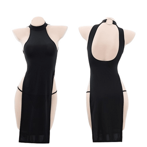 Ring neck high slit beautiful skirt sexy lingerie classical cheongsam adult sex reversible