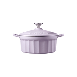 Enameled Cast Iron Pot Dutch Oven with Stylish Cupcake Design 3 Quart CP521 Purple