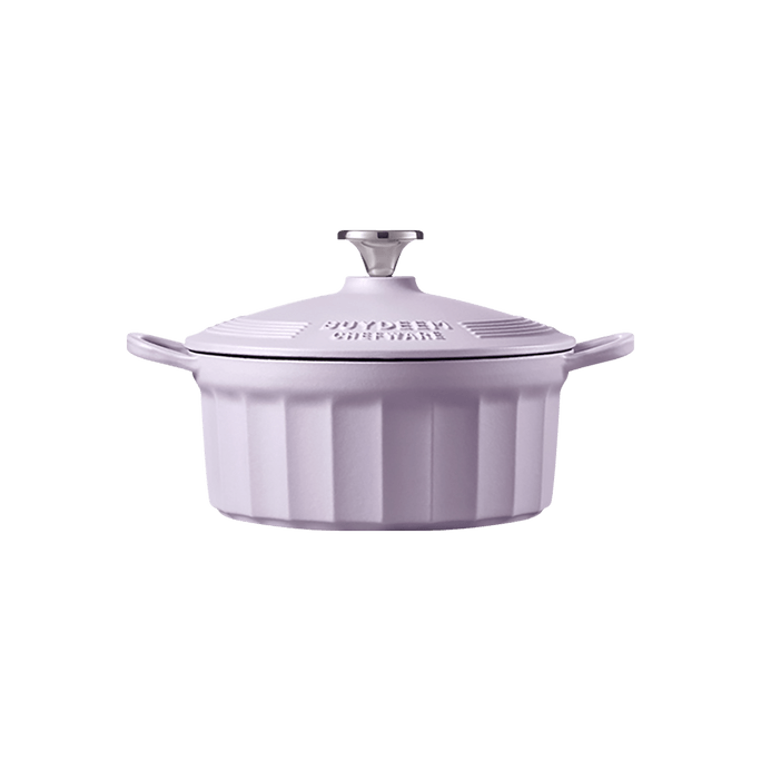 Enameled Cast Iron Pot Dutch Oven with Stylish Cupcake Design 3 Quart CP521 Purple
