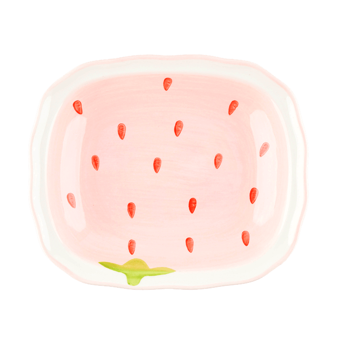 Strawberry-Series Wavy Design Rectangular Dinner Plate 7.5 Inches