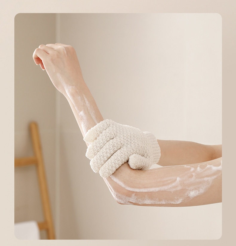 FaSoLa 五指搓澡巾 起泡去角质 搓后背神器按摩搓澡  无痛下泥一双粉色