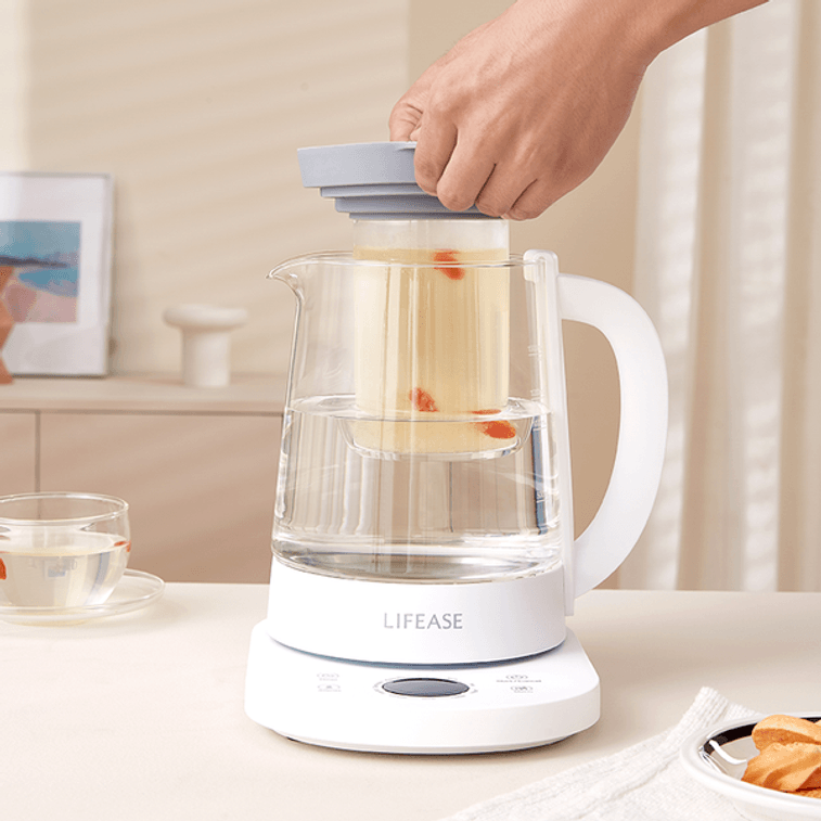 【美仓发货 5-7日达】网易严选 美颜健康喝出来 炖煮双胆多功能养生壶 1.5L 白色 含茶蓝+炖盅 5