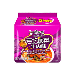 康师傅 方便面 老坛酸菜牛肉味 五连包装 117g*5 【放心酸菜】
