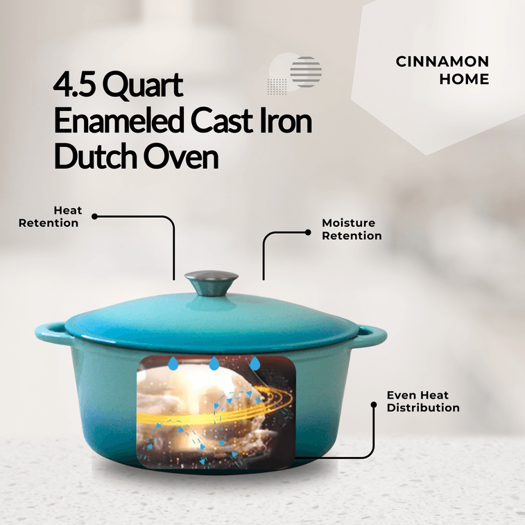 美国 西纳蒙 铸铁珐琅锅26cm (4.5QT) 水蓝色 家用多功能炖盅焖烧煮炖煲锅 天然微压 细煮慢炖 不挑炉灶 3