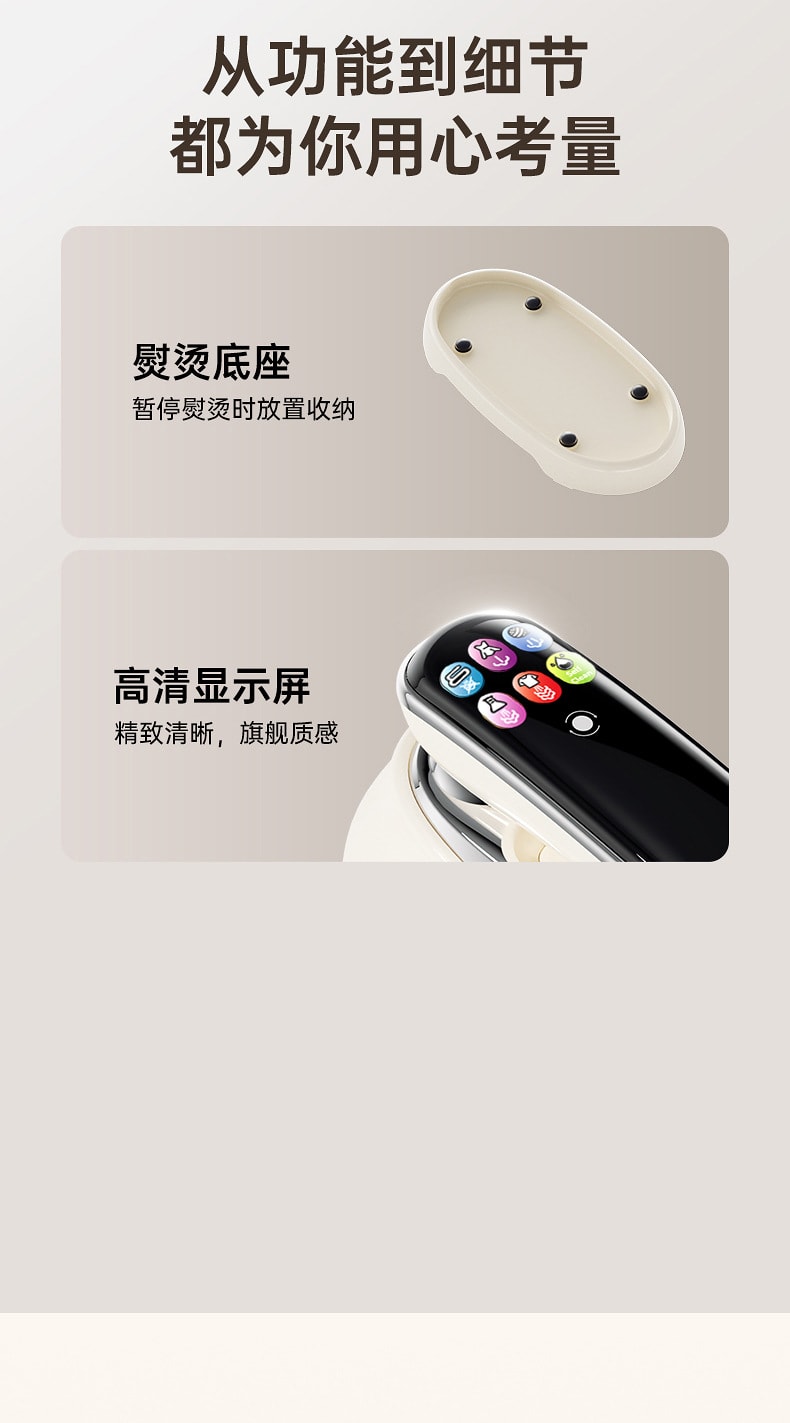 【中國直郵】 晶雅家 美規 110V 智慧六檔手持蒸氣熨燙機 便攜式掛燙機 LCD 顯示器 快速除皺 學生旅行租屋專用 白色 一台裝