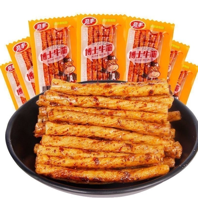 劲丰 博士牛筋辣条 麻辣面筋 豆筋 辣片 辣棒休闲零食200g*1袋