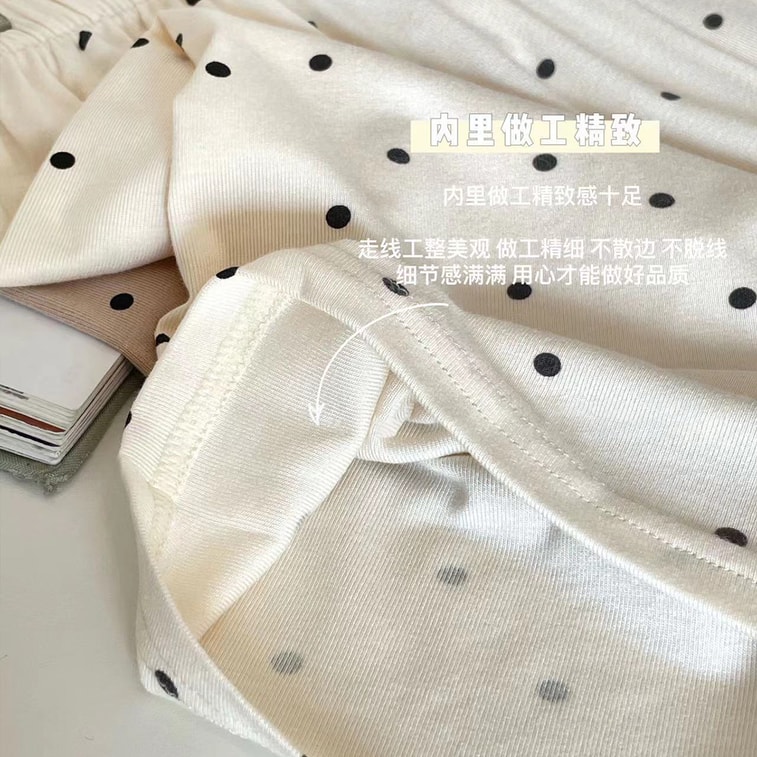 【中国直邮】 HSPM 波点ins风睡衣套装女  短袖短裤两件套家居服  奶茶F 1 套 3