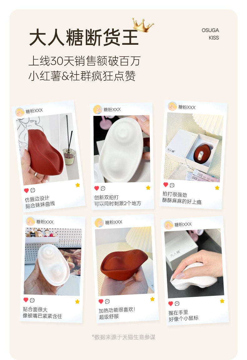 大人糖™ KISS涎 雙重壓顫拍打加熱情趣玩具自慰神器女性成人跳蛋用品體外女孩高端玩具 暖絨白