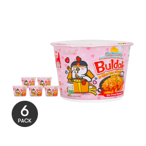 Korean Buldak Noodles Carbonara Stir-Fried Ramen Spicy Chicken Flavor Big Bowl, 3.7oz*6【6 Packs】【Trending on TikTok】