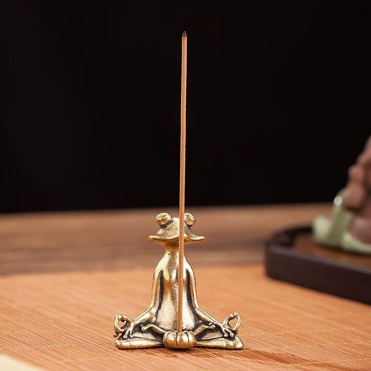 アクアマリン真鍮製瞑想用カエル香炉、携帯用香炉アクセサリー（1個） 3