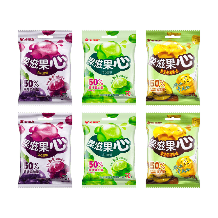ORION.CN 6Packs ORION Fruit Jelly Gummy Candy Gold Kiwi &Grape