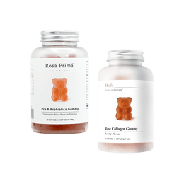 (Beauty Supplement Combo) Rose Collagen Gummy 60 pcs + Pre & Probiotics Gummy 60 pcs