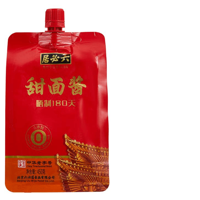 【中國直郵】六必居曬製熟醬家用甜醬大醬老北京烤鴨炸醬麵甜麵醬450g*1袋