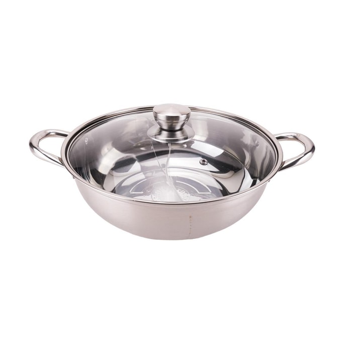 304 Stainless Steel Dual Sided Hot Pot, 30cm