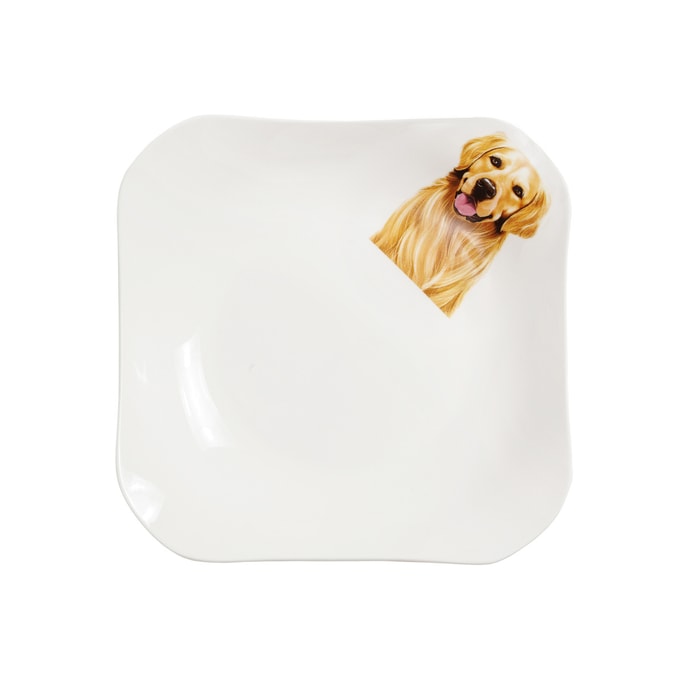 Petorama Pet Portrait Porcelain Square Plate - Golden Retriever